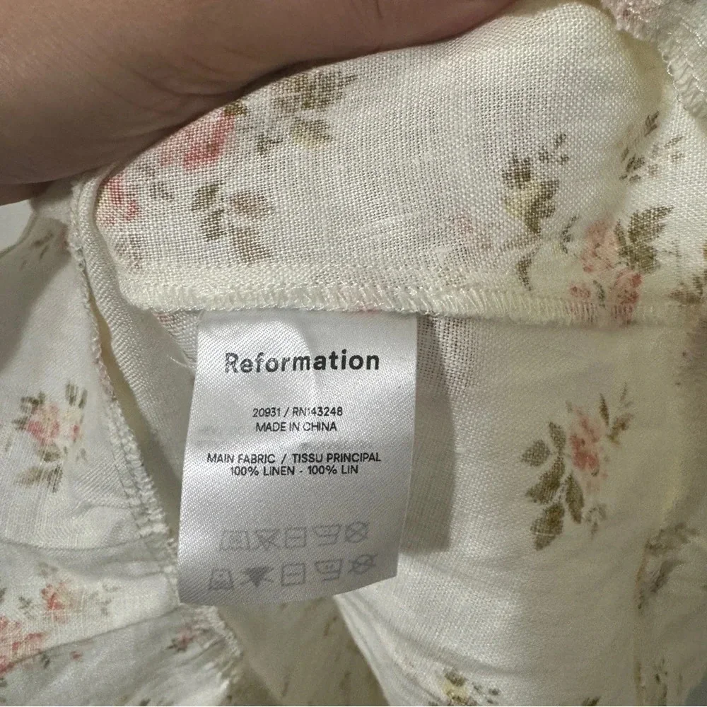 Reformation Desiree Linen Dress in Mildred White Floral Mini Size 10